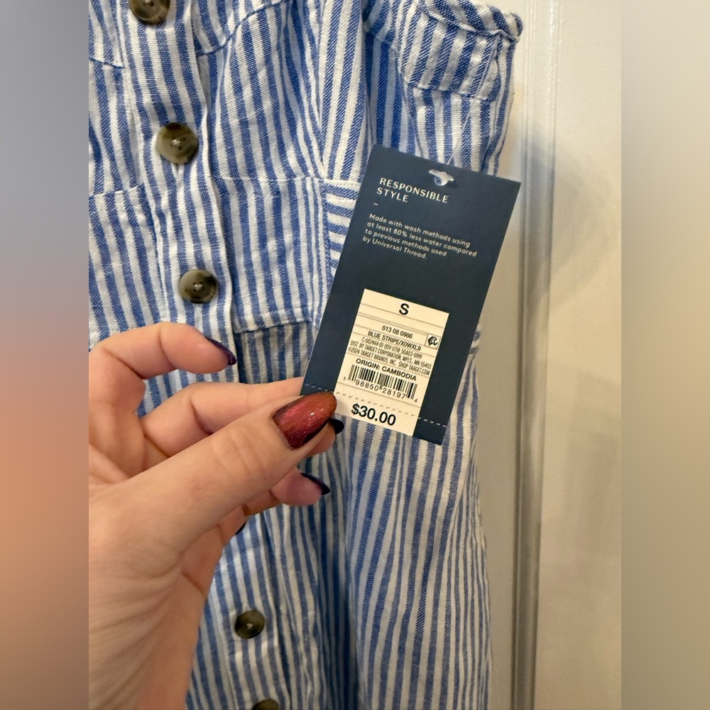 Universal Thread Corset Linen Midi Button Up Dres… - image 5